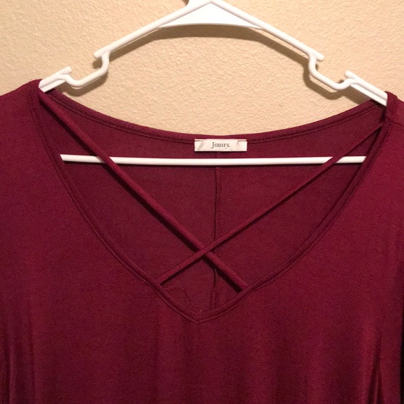Maroon Criss Cross Shirt - Picture 2 of 3